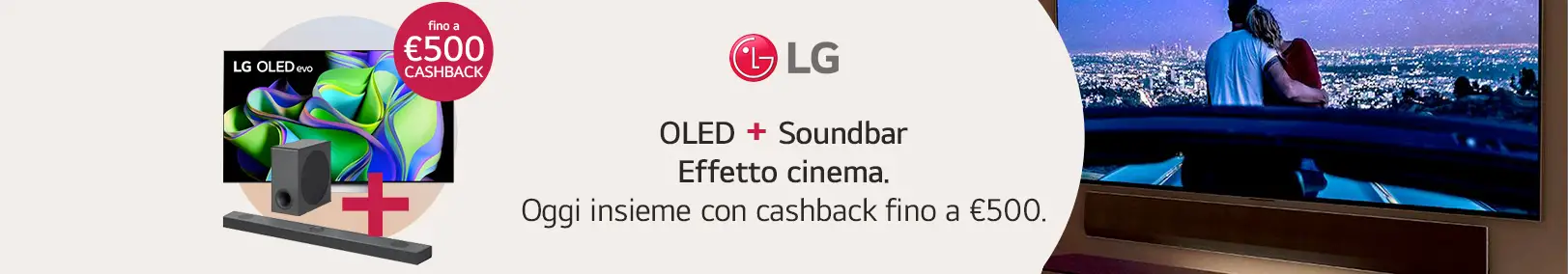 LG - Cashback Fino a 500€ se acquisti Oled più Soundbar