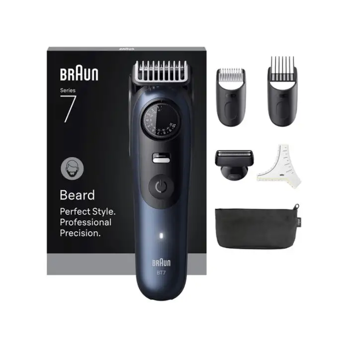 Image of Braun BeardTrimmer 7 BT7520 Batteria Litio Bagnato e secco Nero Blu