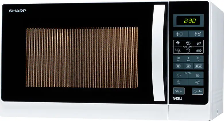 Image of Sharp Home Appliances R-742WW forno a microonde Superficie piana Microonde con grill 25 L 900 W Nero, Bianco