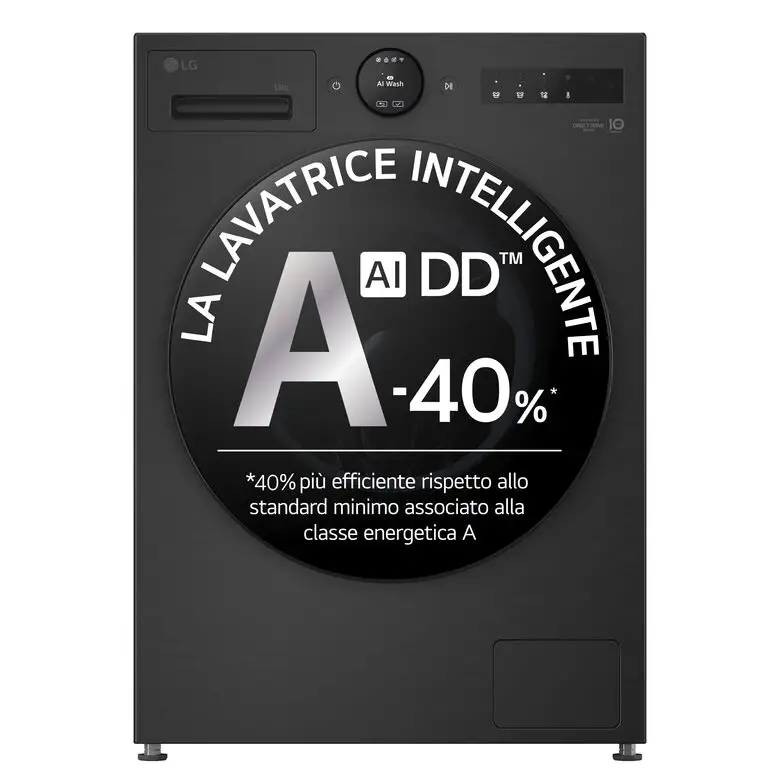 LG F4X7013TBB Lavatrice 13kg AI DD™ Serie X7, Classe A-40%, 1400 giri, Display Easy Circle, Wi-Fi, AI Wash, TurboWash