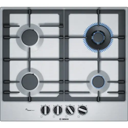 Image of Bosch Serie 6 PCH6A5B90 piano cottura Nero, Acciaio inossidabile Da incasso Gas 4 Fornello(i)cod077