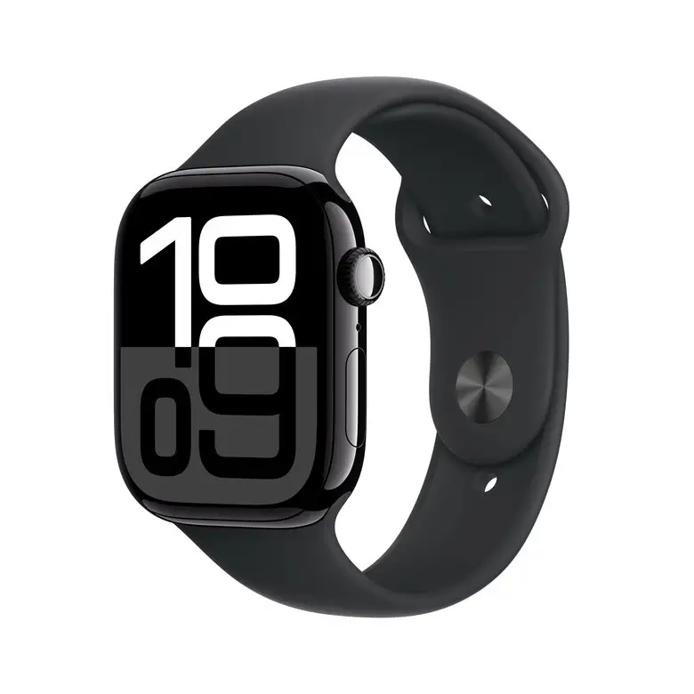 Image of Apple Watch Series 10 GPS 46mm Cassa in Alluminio color Jet nero con Nero Sport Band - S/M