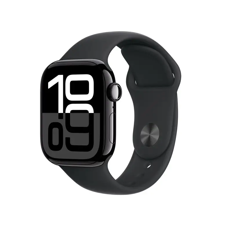 Image of Apple Watch Series 10 GPS 42mm Cassa in Alluminio color Jet nero con Nero Sport Band - S/M