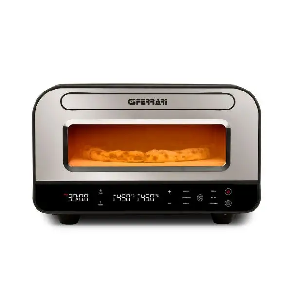 Image of G3 Ferrari G10204 Pizza Pro 2 Minuti, 1700 W, Raggiunge fino 450°C, Pareti frossode,Cottura in 2 minuti, Display digitale con 6 programmi, Pietra refrattaria, Accessori e ricettario inclusi, G cod012