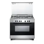 De' Longhi FMX96SG Cucina a Gas Libera installazione 90cm 5 fuochi con forno elettronico ventilato con 83l Inox/Nero