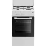 Beko Cucina CSG42009DW, (LxDxA) 50x50x85, Bianca, Forno a gas + grill, piano cottura a gas 4 zone, Coperchio in metallo