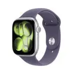 Apple Watch Series 11 GPS 46mm Cassa Alluminio Argento con Sport Band Viola Nebbia - S/M