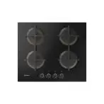 Indesit ING 61T/BK 1 piano gas vetro nero 60cm 4 fuochi griglie in ghisa lavabili in lavastoviglie