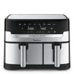Moulinex Dual Easy Fry EZ905D20 friggitrice Doppia 8,3 L Indipendente 2450 W Friggitrice ad aria calda Nero, Acciaio inox