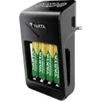 Varta LCD Plug charger+ AA & AAA ((Batterie ricaricabili NiMH incl. 4x AA 2100 mAh accu), nero