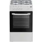 Beko Cucina CSG42001FW, (LxDxA) 50x50x85, Bianca, Forno a gas, piano cottura a gas 4 zone, Coperchio in metallo