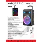 New Majestic Party Speaker A Trolley Bluetooth Con Luci LED, Ingressi USB/MicroSD/AUX/Mic, Telecomando E Microfono Con Filo In Dotazione, Batteria Ricaricabile Integrata
