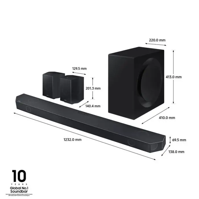 Samsung Soundbar HW-Q990D/ZF Serie Q, 22 Speaker, Wireless Dolby Atmos, Audio a 11.1.4 Canali, Q-Simphony, Alexa integrato e compatibile con Google Assistant, Graphite Black , 153776 , Immagine 3
