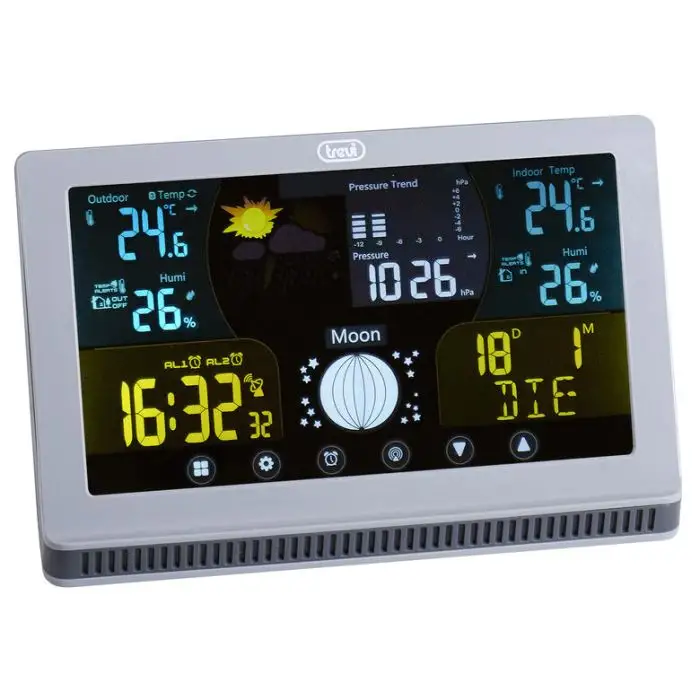 Trevi Stazione meteo con grande display a colori LCD, comandi touch, radiocontrollato 12/24, barometro hPa e termometro °C/°F , 150896 , Immagine 2