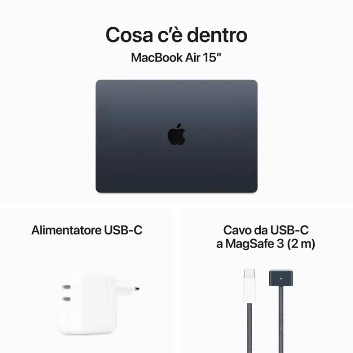 Apple MacBook Air 15&#039;&#039; M3 chip con core 8 CPU e core 10 GPU, 8GB, 512GB SSD Mezzanotte , Notebook , 152953 , Immagine 9