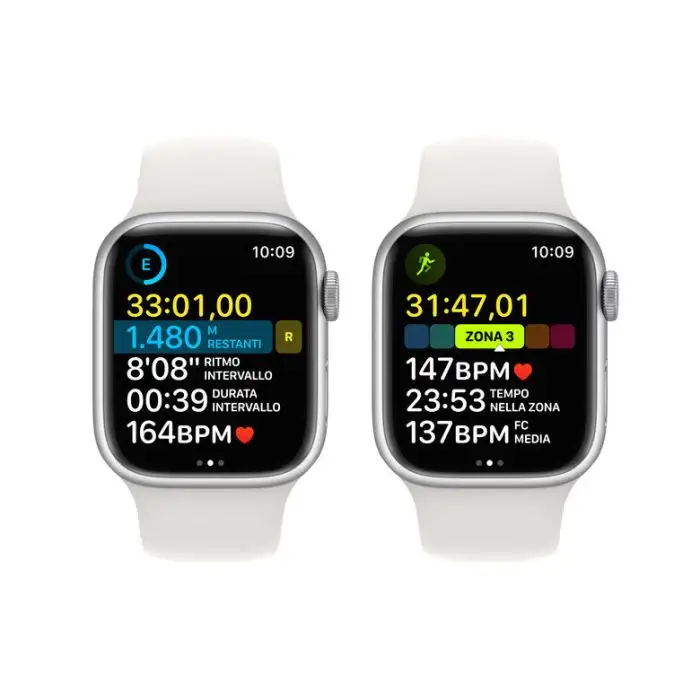Apple Watch Series 8 GPS + Cellular 41mm Cassa in Alluminio color Argento con Cinturino Sport Band Bianco - Regular , 143717 , Immagine 7