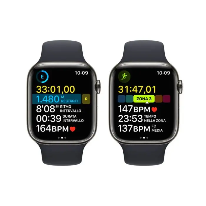 Apple Watch Series 8 GPS + Cellular 45mm Cassa in Acciaio Inossidabile color Grafite con Cinturino Sport Band Mezzanotte - Regular , 144356 , Immagine 7