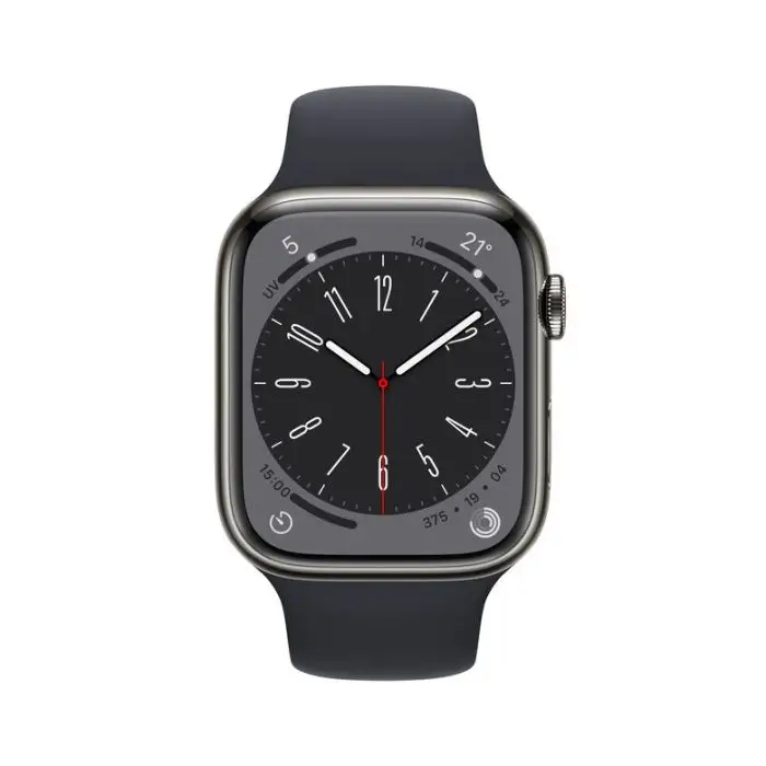 Apple Watch Series 8 GPS + Cellular 45mm Cassa in Acciaio Inossidabile color Grafite con Cinturino Sport Band Mezzanotte - Regular , 144356 , Immagine 2