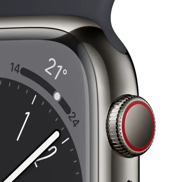 Apple Watch Series 8 GPS + Cellular 45mm Cassa in Acciaio Inossidabile color Grafite con Cinturino Sport Band Mezzanotte - Regular , 144356 , Immagine 3