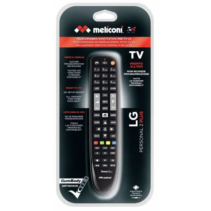 Meliconi Gumbody Personal 2 Plus telecomando IR Wireless TV Pulsanti , 145419 , Immagine 2