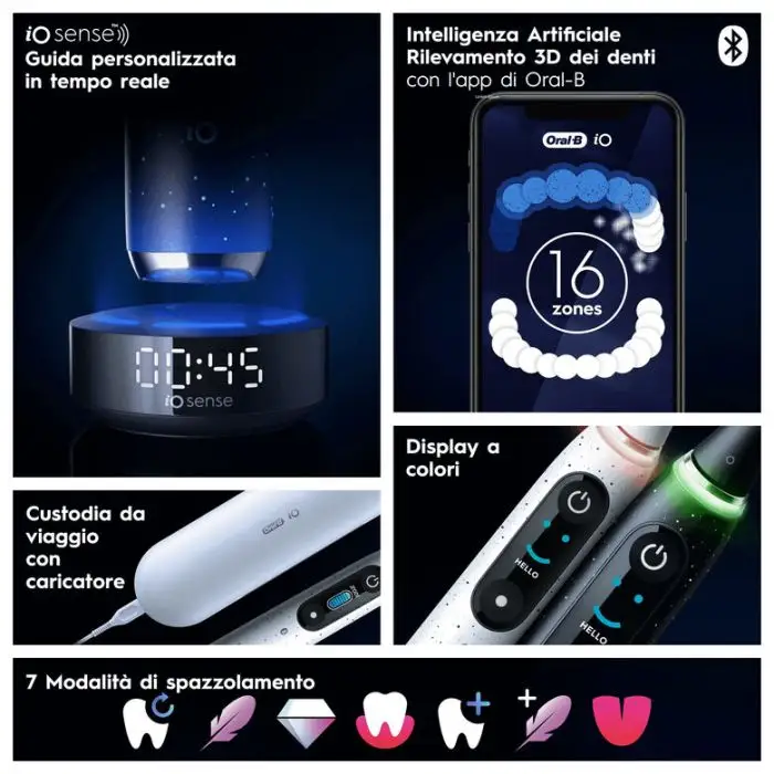Oral-B iO Spazzolino Elettrico Ricaricabile 10 Bianco,1 Testina, 1 Custodia Da Viaggio ricaricabile, 1 Caricatore Sense , 143672 , Immagine 6