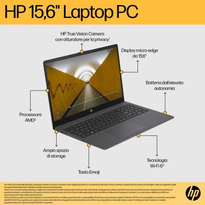 HP 15-fc0041nl AMD Ryzen™ 5 7520U Computer portatile 39,6 cm (15.6&quot;) Full HD 8 GB LPDDR5-SDRAM 256 GB SSD Wi-Fi 6 (802.11ax) Windows 11 Home Grigio , 152315 , Immagine 17