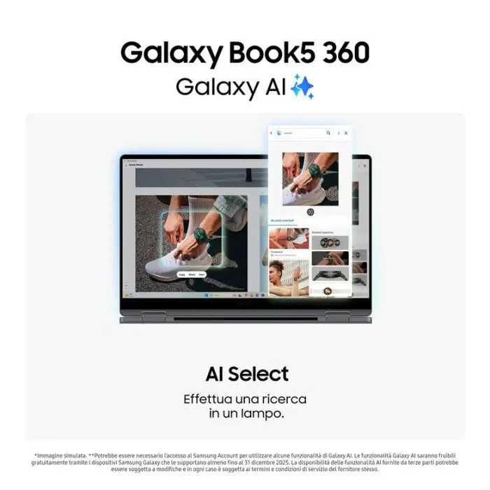 Samsung Galaxy Book5 360 Intel Core Ultra 5 226V Computer portatile 39,6 cm (15.6&quot;) Touch screen Full HD 16 GB LPDDR5x-SDRAM 512 GB SSD Wi-Fi 7 (802.11be) Windows 11 Home Grigio , Notebook , 157615 , Immagine 3