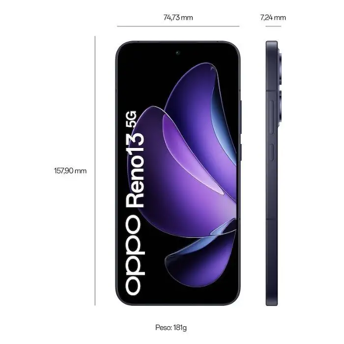 Oppo Reno 13 5G Smartphone 256GB 6.56&quot;Amoled 12/256GB 50+8+2+50MP Android15 Luminous Blue , 157514 , Immagine 3