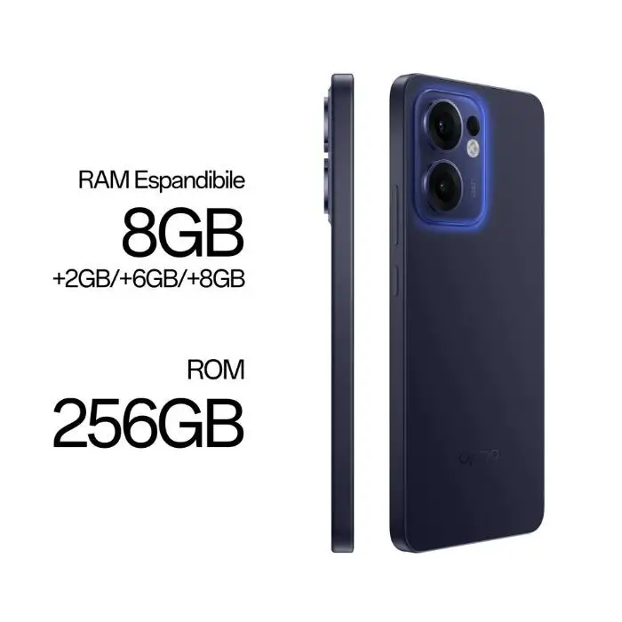 Oppo Cellulare Reno 13 F 5G 25GB 6.67&quot;Amoled 8/256GB 50+8+2+32MP Android15 Luminous Blue , 157519 , Immagine 4