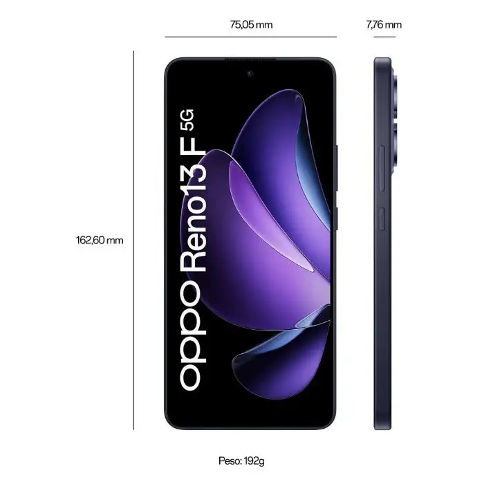 Oppo Cellulare Reno 13 F 5G 25GB 6.67&quot;Amoled 8/256GB 50+8+2+32MP Android15 Luminous Blue , 157519 , Immagine 2