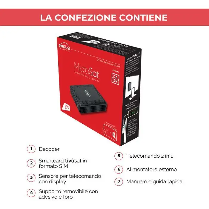 Digiquest Microsat Retro TV Decoder Satellitare Tivùsat  , 158376 , Immagine 7