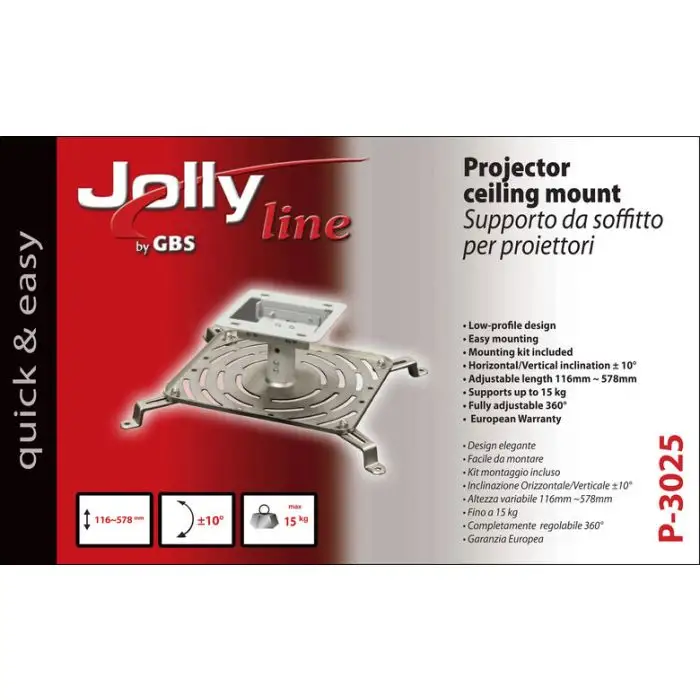 G.B.S. Elettronica P-3025 supporto per proiettore Soffitto Argento , 21488 , Immagine 2