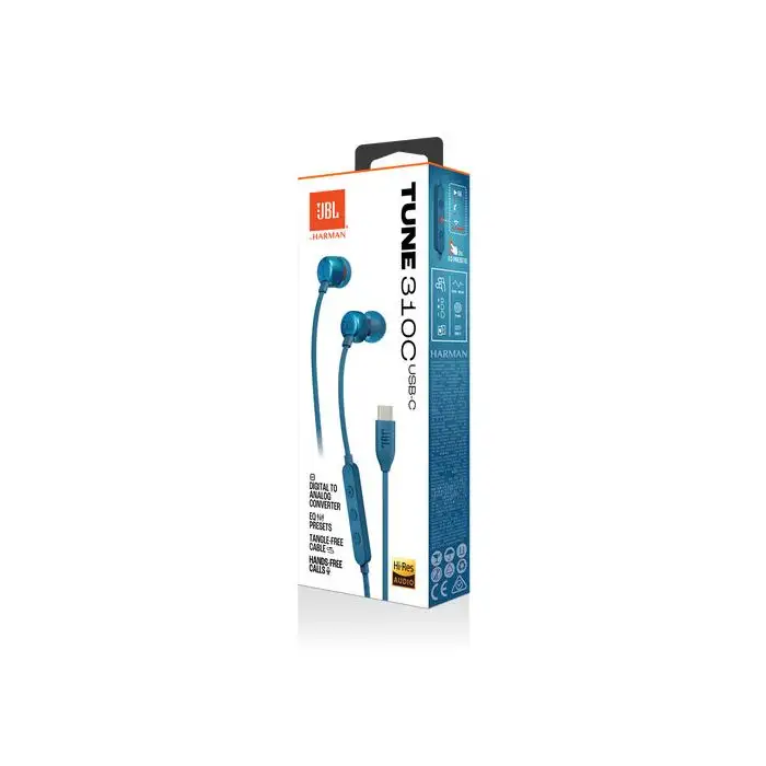 JBL Tune 310C USB Auricolare Cablato In-ear Musica e Chiamate USB tipo-C Blu , 153671 , Immagine 8