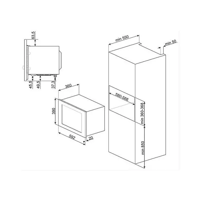 Smeg MI20X-1 Forno a Microonde Da incasso 20 L 800 W Acciaio inossidabile , 101429 , Immagine 2