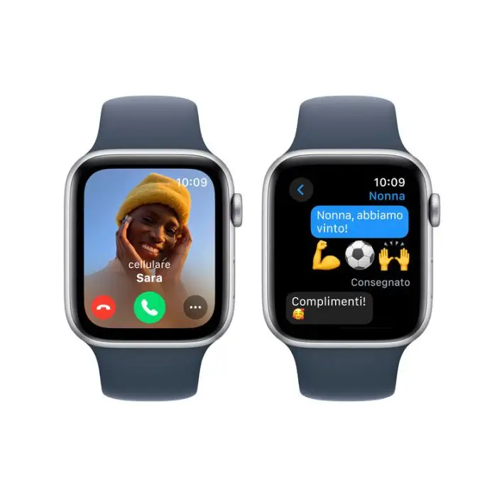 Apple Watch SE GPS Cassa 44mm in Alluminio Argento con Cinturino Sport Blu Tempesta - S/M , 156619 , Immagine 4