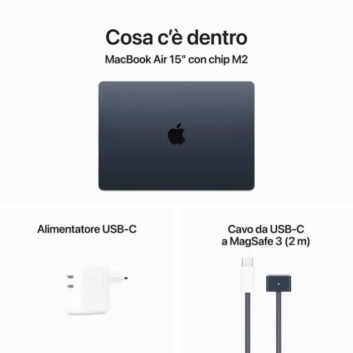 Apple MacBook Air 15&quot; M2 8-core CPU 10-core GPU 256GB Mezzanotte , 147877 , Immagine 12