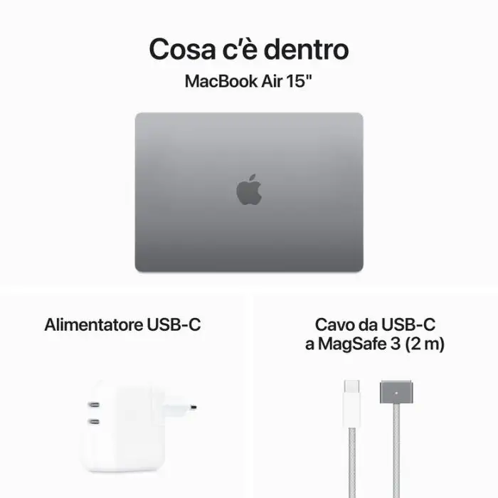 Apple MacBook Air 15&quot;: Chip M3 con CPU 8-core e GPU 10-core, 256GB SSD - Grigio siderale , 156456 , Immagine 9