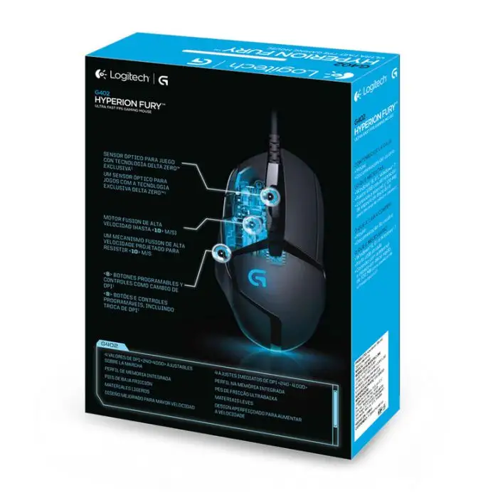 Logitech G402 Hyperion Fury mouse Mano destra USB tipo A 4000 DPI , 106857 , Immagine 8