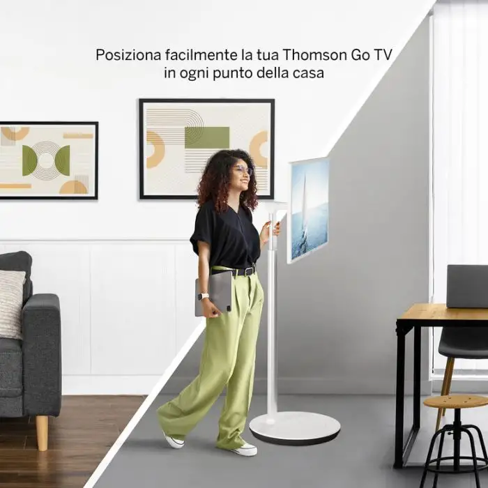 Thomson GO TV 32HA4M44 Televisione Smart TV 32 Pollici Led Portatile con ruote e batteria integrata Bianco , 158633 , Immagine 4