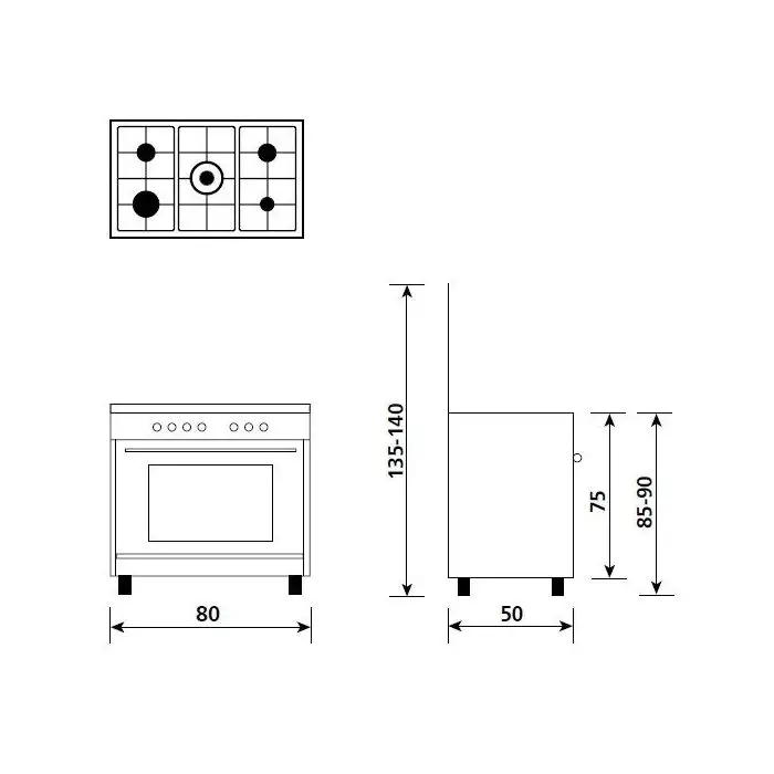 Glem Gas A855EI cucina Elettrico Nero, Acciaio inossidabile A , 98801 , Immagine 2