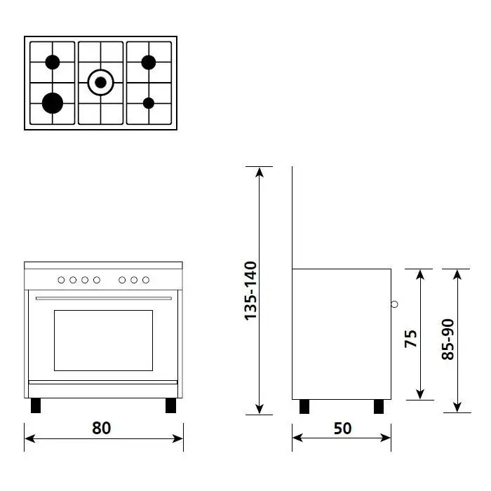 Glem Gas A855GX cucina Piano cottura Bianco A , 98802 , Immagine 2