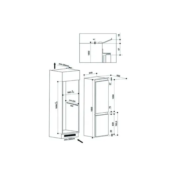 Hotpoint BCB 7525 AA Frigorifero Con Congelatore Da Incasso 290 L Bianco , 120187 , Immagine 2