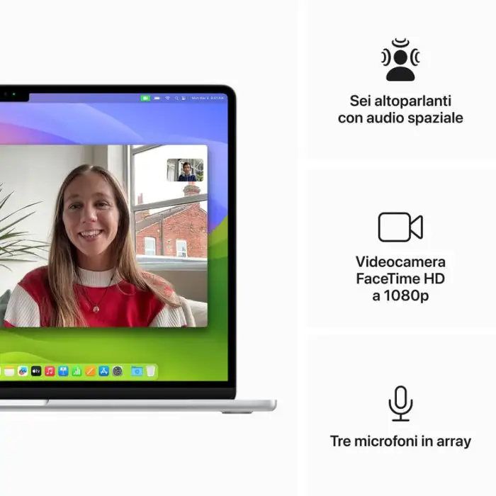 Apple MacBook Air 15&quot;: Chip M3 con CPU 8-core e GPU 10-core, 512GB SSD - Argento , 156462 , Immagine 6
