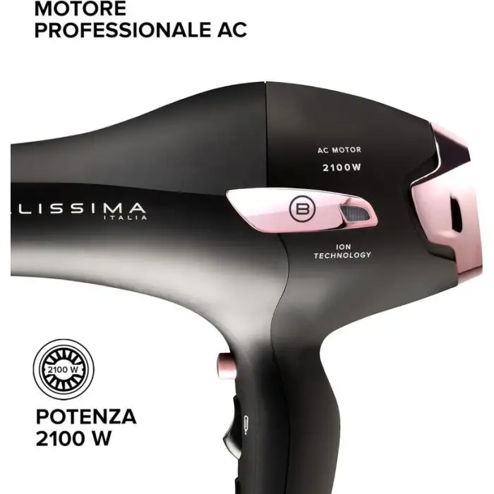 Bellissima P7 3200 Asciugacapelli, Motore Professionale, 2100 Watt, Ionizzatore, 2 Velocità, 3 Temperature, Diffusore per Ricci, Colpo Aria Fredda, Leggero, Custodia da Viaggio, Fermacavo , 154590 , Immagine 4