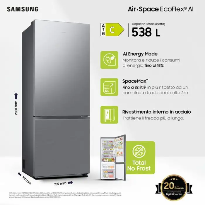 Samsung RB53DG706CS9 frigorifero con congelatore Libera installazione 538 L C Metallico, Stainless steel , 152157 , Immagine 4