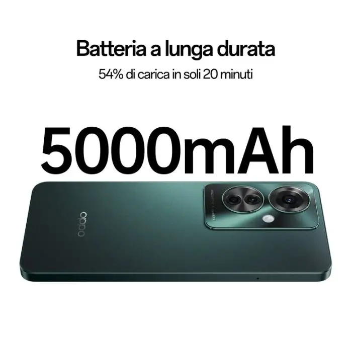 OPPO Reno Reno11 F 5G Smartphone, AI Tripla fotocamera 64+8+2MP, Selfie 32MP, Display 6.7” 120HZ AMOLED FHD+, 5000mAh, RAM 8(Esp4GB/6GB/8GB)+ROM 256GB (esp2TB), [Versione Italia], Palm Green , 153005 , Immagine 4