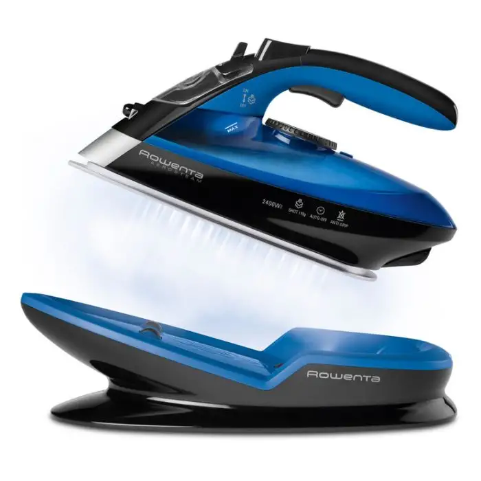 Rowenta DE5010 Freemove Ferro da Stiro a Vapore Senza Filo, 2400W, Quantità di vapore variabile 120 g/min, Nero/Blu , 112030 , Immagine 6