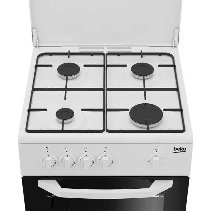 Beko Cucina CSG42009DW, (LxDxA) 50x50x85, Bianca, Forno a gas + grill, piano cottura a gas 4 zone, Coperchio in metallo , 155321 , Immagine 4