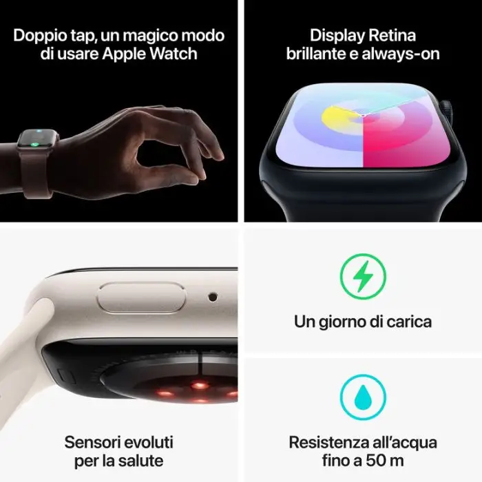 Apple Watch Series 9 GPS Cassa 45mm in Alluminio Mezzanotte con Cinturino Sport Loop Mezzanotte , 149754 , Immagine 9