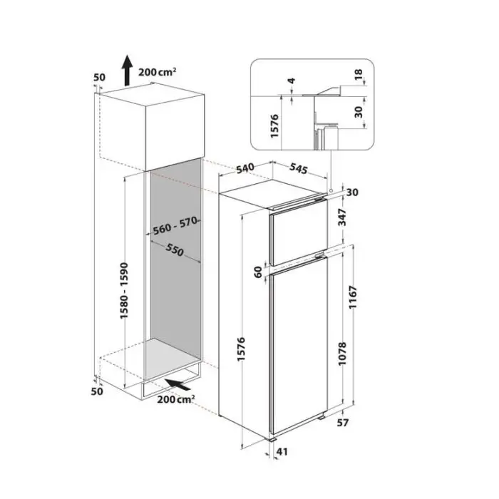 Hotpoint T 16 A2 D/HA 2 Frigorifero con Congelatore Da incasso doppia porta 239 L E Grigio , 154984 , Immagine 4